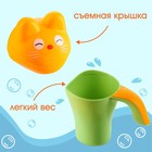 Ковш для купания и мытья головы, детский банный ковшик, хозяйственный «Котенок», цвет зеленый - фото 21648214