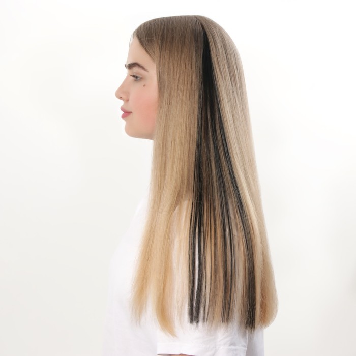 Локон накладной, прямой волос, на заколке, 50 см, 5 гр, цвет чёрный 29334