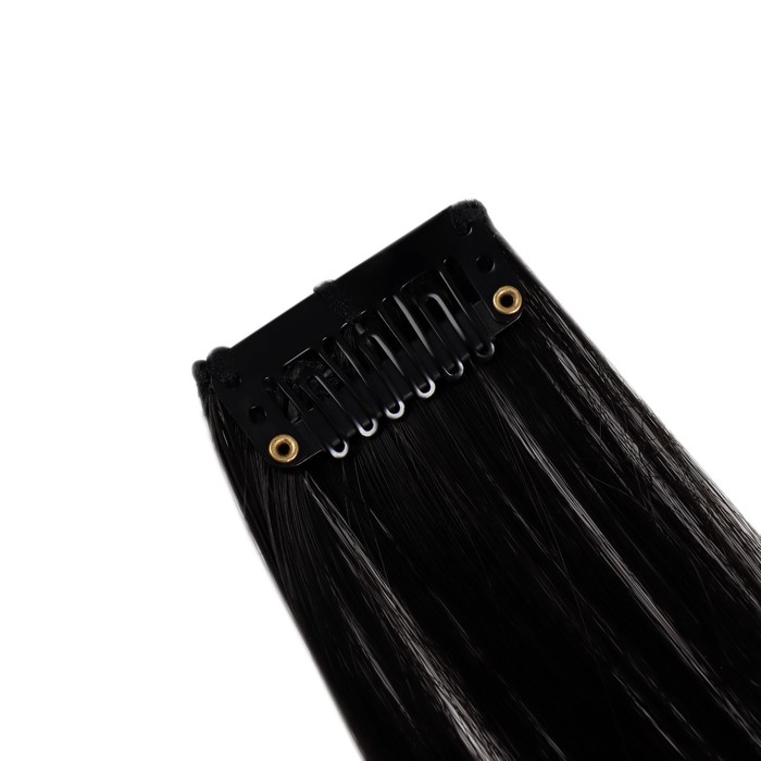 Локон накладной, прямой волос, на заколке, 50 см, 5 гр, цвет чёрный 29334