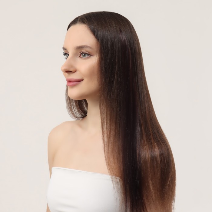 Локон накладной, прямой волос, на заколке, 50 см, 5 гр, цвет тёмно русый 29336