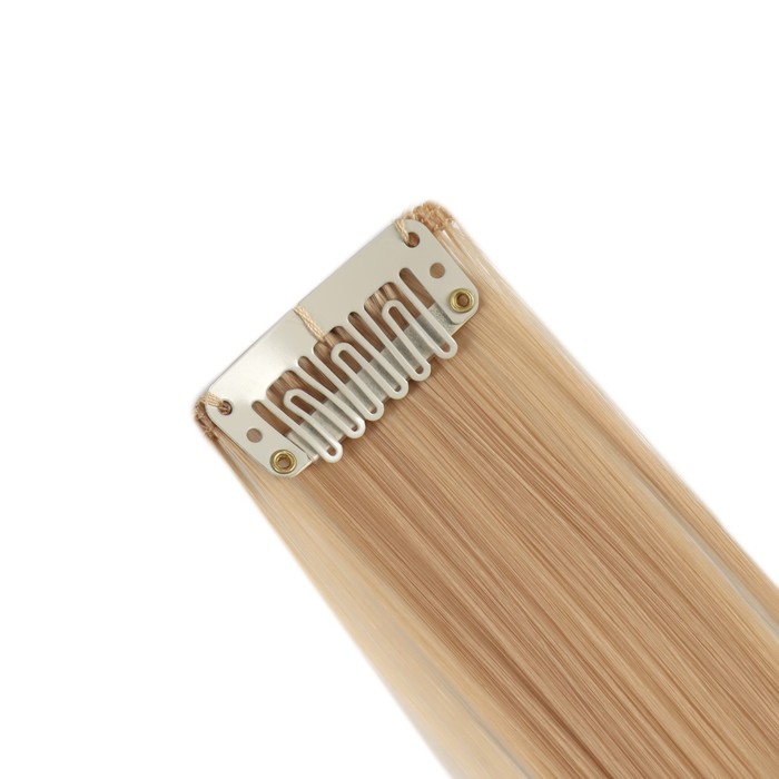 Локон накладной, прямой волос, на заколке, 50 см, 5 гр, цвет тёмный блонд 29338