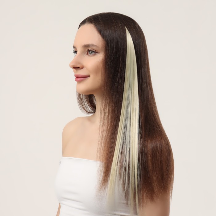 Локон накладной, прямой волос, на заколке, 50 см, 5 гр, цвет блонд 29339