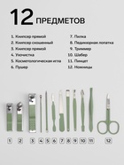 Набор маникюрный, 12 предметов, в футляре, ментоловый - Фото 2