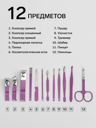 Набор маникюрный, 12 предметов, в футляре, сиреневый - Фото 2