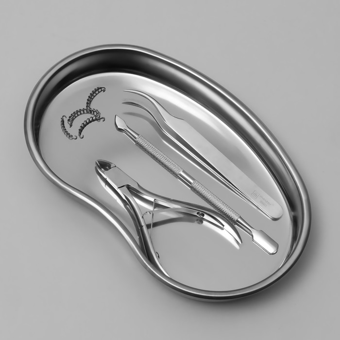 Лоток для маникюрных инструментов, нержавеющая сталь, 18,5 × 11 × 2 см, цвет серебристый 29348