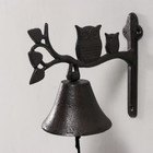 Колокол сувенирный чугун "Сова с совёнком на ветке" 20х10,5х17 см - фото 9055103