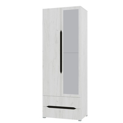 Шкаф двухстворчатый Вега с ящиками, 800х2200х520, Крафт белый/Венге