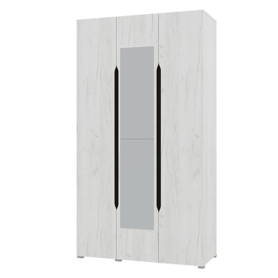 Шкаф прямой трёхстворчатый для одежды «Вега», с зеркалом, 1200×520×2200 мм, цвет крафт белый/венге