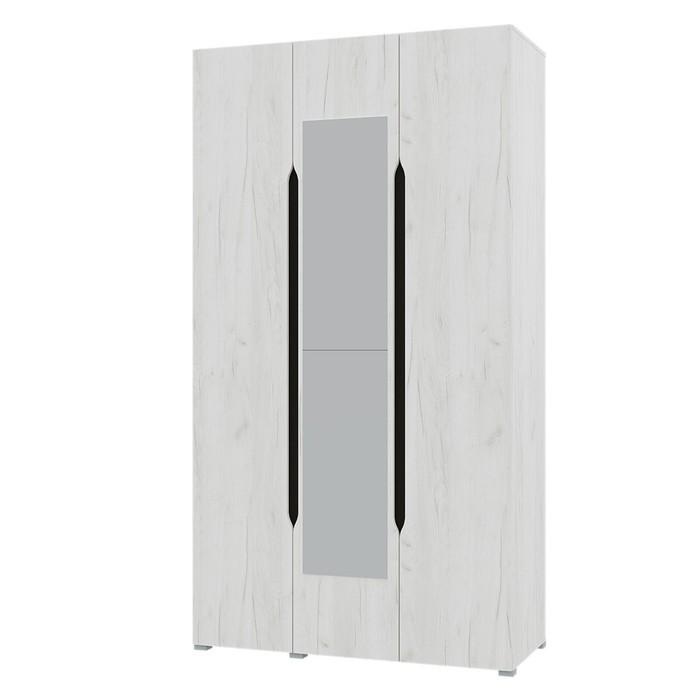 Шкаф прямой трёхстворчатый для одежды «Вега», с зеркалом, 1200×520×2200 мм, цвет крафт белый/венге - Фото 1