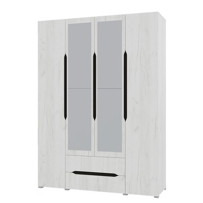 Шкаф четырехстворчатый «Вега», с ящиками, 1600×2200×520 мм, крафт белый/венге