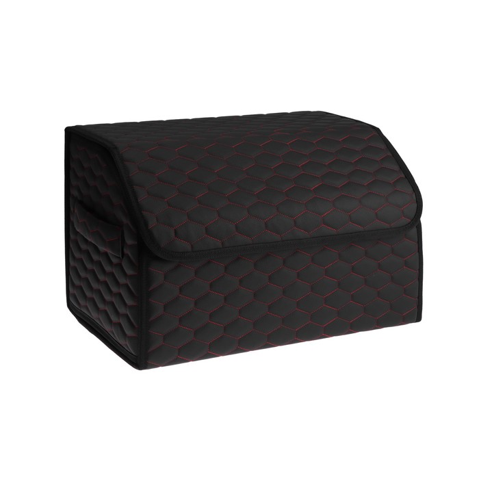 Органайзер кофр в багажник автомобиля LION, экокожа, соты, 50×30×30 см, черно-красный - Фото 1