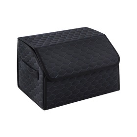 Органайзер кофр в багажник автомобиля LION, экокожа, соты, 50×30×30 см, черно-синий