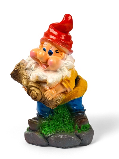 Садовая фигура из гипса «Гном с бревном», 37×19×23 см