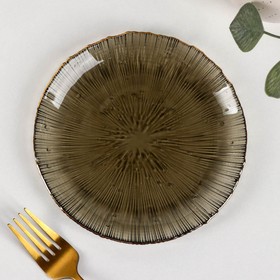 Тарелка стеклянная «Фейерверк», d=16 см, цвет серый