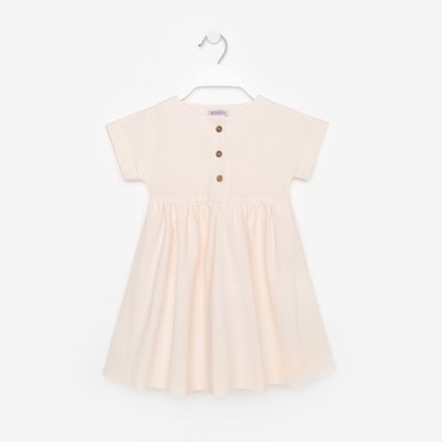 Платье для девочки MINAKU: Cotton Collection, однотонное, бежевое, рост 98 см