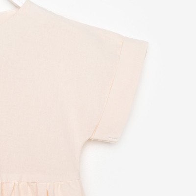 Платье для девочки MINAKU: Cotton Collection, однотонное, бежевое, рост 98 см