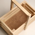 Кашпо деревянное трёхреечное с деревянной ручкой 24,5х14,5х20,5 см натуральное - фото 7511919