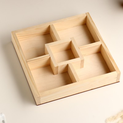 Кашпо для цветов, 25×25×4 см, деревянное, 5 отсеков