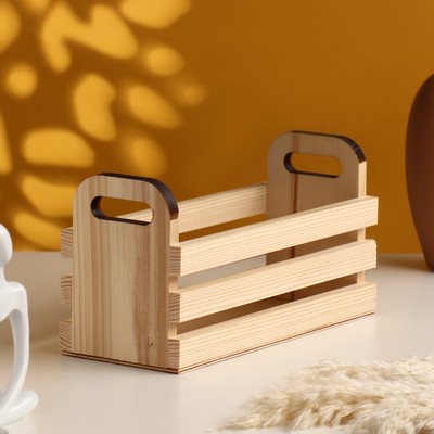 Подарочный ящик, 24.5×10×13 см, деревянный, с ручками, цвет натуральный