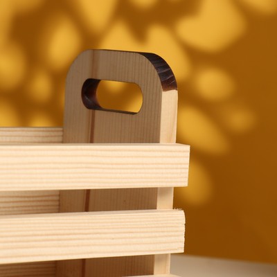 Подарочный ящик, 24.5×10×13 см, деревянный, с ручками, цвет натуральный