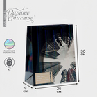 Пакет подарочный ламинированный вертикальный, упаковка, «Небоскрёб», радужная голография, М 26 х 32 х 12 см - Фото 1