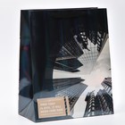 Пакет подарочный ламинированный вертикальный, упаковка, «Небоскрёб», радужная голография, М 26 х 32 х 12 см - Фото 3