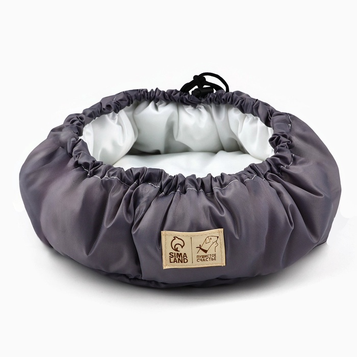 Лежанка для кошек и собак двусторонняя серая, 50-26х10 см - Фото 1