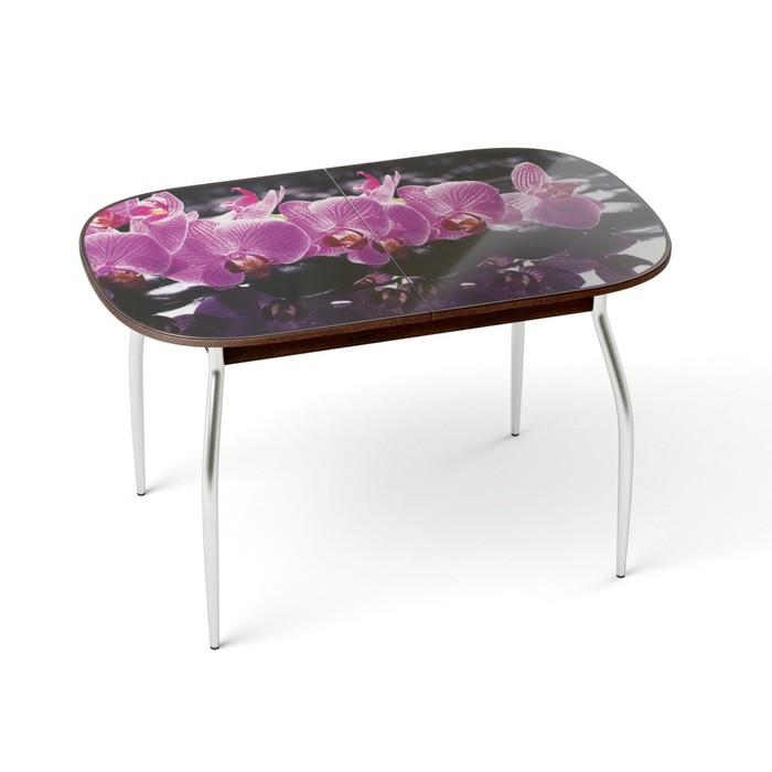 Раздвижной стол Gold, 1150(1450) × 700 мм, стекло, опоры G2, фотопечать сиреневая орхидея