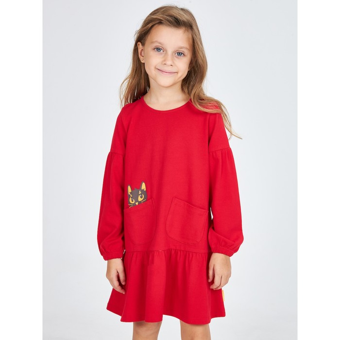 Платье для девочки, цвет красный, рост 92 см