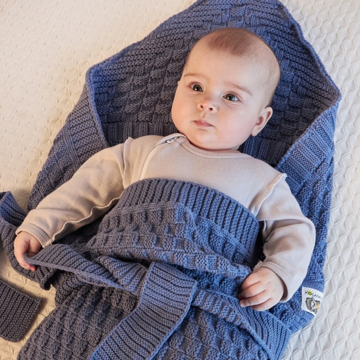 Плед детский (для новорожденных), цвет темно-синий, размер 95x95 см - Фото 1