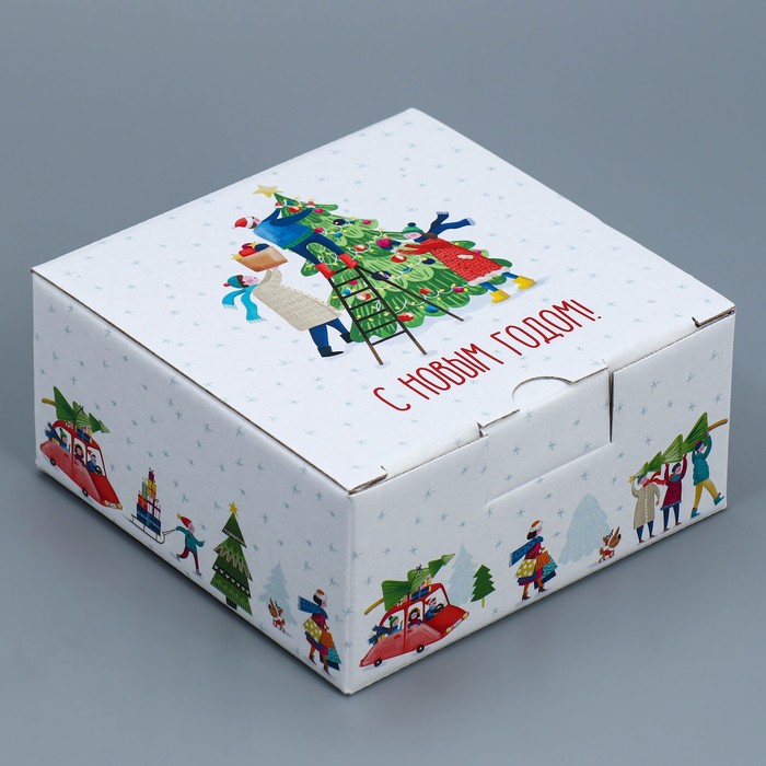 Коробка складная «Город», 15 х 15 х 7 см, Новый год