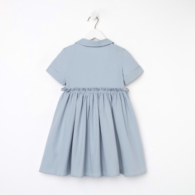 Платье для девочки KAFTAN: Summer cotton с воротником, серо-голубое, рост 98-104 см