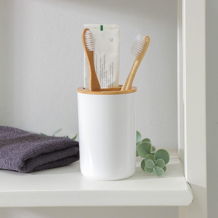 Подставка для зубных щёток «Бамбук», цвет белый