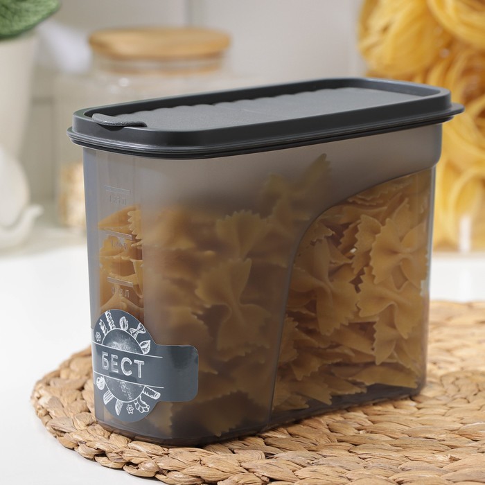 Ёмкость для сыпучих продуктов IDEA «Бест», 1.5 л, 9.5×19×14 см, пластик, серая - Фото 1