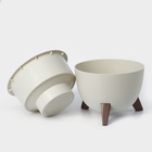 Кашпо для цветов на ножках «Флориан», 5.5 л (4.2 л), d=25 см, h=18.5 см, со вставкой, белый ротанг - Фото 5