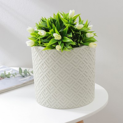 Кашпо для цветов со вставкой «Этна», 3.4 л, d=20 см, h=19 см, белое