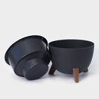 Кашпо для цветов на ножках «Флориан», 5.5 л (4.2 л), d=25 см, h=18.5 см, со вставкой, цвет графитовый - Фото 5