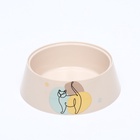 Миска для кошек «Мур-мяу», 300 мл, 14.5×14.5×4 см, пластик, бежевая - Фото 2