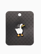 Значок «Гусь» с ножом, цвет бело-оранжевый в чёрном металле - Фото 5