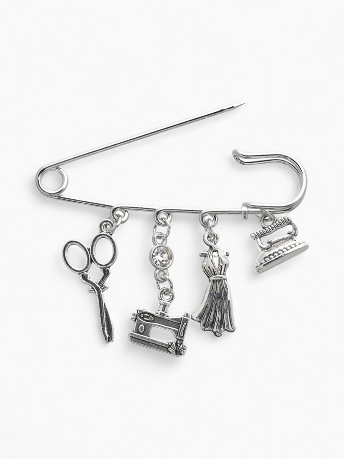 Булавка «Швея», 6.5 см, цвет белый в чернёном серебре - Фото 1