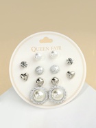 Серьги пусеты QF «Жемчужные», 6 пар, планеты, белые в серебре - Фото 3