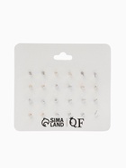 Серьги пусеты 12 пар «Фантазия» цветы и звёзды, белые в золоте - Фото 7