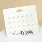 Серьги пусеты QF «Фантазия», 12 пар, мишки и сердечки, цветные в золоте - Фото 3