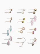 Серьги пусеты QF «Фантазия», 12 пар, мишки и сердечки, цветные в золоте - Фото 2