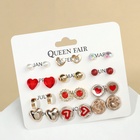 Серьги пусеты 12 пар «Фантазия» сердечки, красно-белые - Фото 4