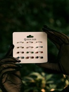 Серьги пусеты 12 пар «Фантазия» маленькие d=3-6 мм, цветные в золоте - Фото 5