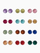 Серьги пусеты 12 пар «Фантазия» крупные d=10 мм, цветные в серебре - Фото 1