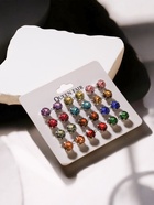 Серьги пусеты 12 пар «Фантазия» крупные d=10 мм, цветные в серебре - Фото 4