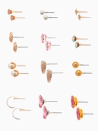 Серьги пусеты 12 пар «Фантазия» сердца, бело-розовый в золоте - Фото 2