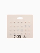 Серьги пусеты 12 пар «Фантазия» сердца, бело-розовый в золоте - Фото 7